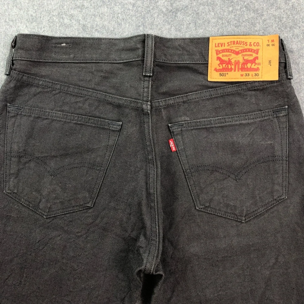 Levis 501 Mens Jeans 33x30 (fits 33x29) Gray Dark Wash Classic Button Fly Cotton